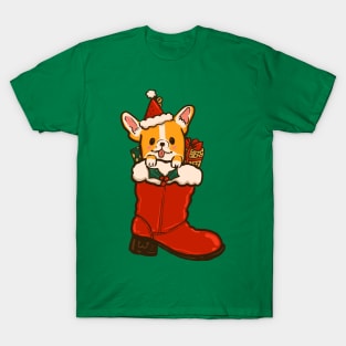 Santa Boot Corgi T-Shirt